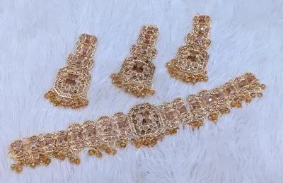 Modern Blue Zircon Choker Set - 3 Pcs Unique Design